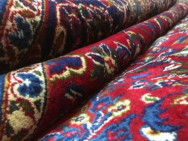 Persian Rug Hand Knotted Oriental Rug Semi-Antique Vaulted Persian Kashan Oriental Rug 9'7x13'1