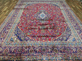Persian Rug Hand Knotted Oriental Rug Semi-Antique Vaulted Persian Kashan Oriental Rug 9'7x13'1