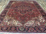 Persian Rug Hand Knotted Oriental Rug Semi-Antique Very Fine Persian Heriz Rug 8'2x11'4