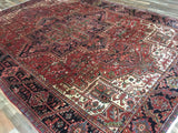 Persian Rug Hand Knotted Oriental Rug Semi-Antique Very Fine Persian Heriz Rug 8'2x11'4
