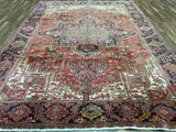 Persian Rug Hand Knotted Oriental Rug Semi-Antique Very Fine Persian Heriz Rug 8'2x11'4
