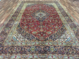 Persian Rug Hand Knotted Oriental Rug Semi-Antique Very Fine Persian Kashan Rug 8'9 x 13'8