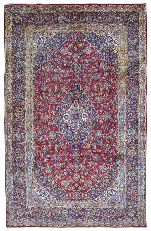 Persian Rug Hand Knotted Oriental Rug Semi-Antique Very Fine Persian Kashan Rug 8'9 x 13'8