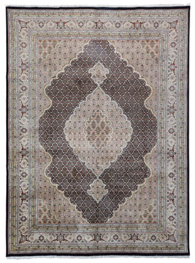 Persian Rug Hand Knotted Oriental Rug Very Fine Mahi Silk Tabriz Rug 9'x12'