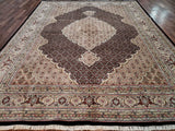 Persian Rug Hand Knotted Oriental Rug Very Fine Mahi Silk Tabriz Rug 9'x12'