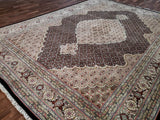 Persian Rug Hand Knotted Oriental Rug Very Fine Mahi Silk Tabriz Rug 9'x12'