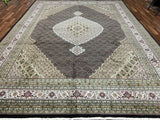 Persian Rug Hand Knotted Oriental Rug Very FIne Persian Silk Mahi Tabriz Area Rug 10'x14'