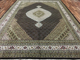 Persian Rug Hand Knotted Oriental Rug Very FIne Persian Silk Mahi Tabriz Area Rug 10'x14'