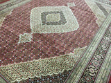 Persian Rug Hand Knotted Oriental Rug Very Fine Persian Silk Mahi Tabriz Rug 9'x12'1