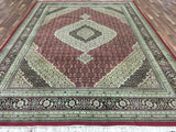 Persian Rug Hand Knotted Oriental Rug Very Fine Persian Silk Mahi Tabriz Rug 9'x12'1