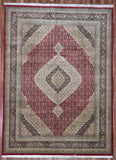 Persian Rug Hand Knotted Oriental Rug Very Fine Persian Silk Mahi Tabriz Rug 9'x12'1
