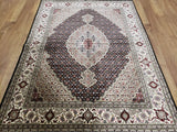 Persian Rug Hand Knotted Oriental Rug Very Fine Persian Silk Tabriz Area Rug 4'10x6'8