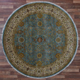 Persian Rug Hand Knotted Oriental Rug Very Fine Persian Silk Tabriz Round Rug 7'2x7'2