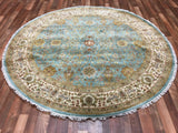 Persian Rug Hand Knotted Oriental Rug Very Fine Persian Silk Tabriz Round Rug 7'2x7'2
