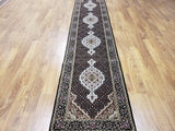 Persian Rug Hand Knotted Oriental Rug Very Fine Persian Silk Tabriz Runner Rug 2'7x12'2