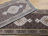 Persian Rug Hand Knotted Oriental Rug Very Fine Persian Silk Tabriz Runner Rug 2'7x12'2