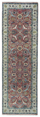 Persian Rug Hand Knotted Oriental Rug Very Fine Persian Silk Tabriz Runner Rug 3'1x9'9