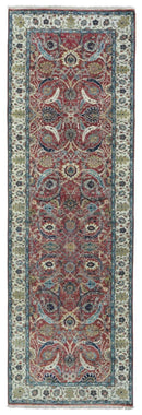 Persian Rug Hand Knotted Oriental Rug Very Fine Persian Silk Tabriz Runner Rug 3'1x9'9