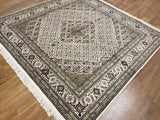 Persian Rug Hand Knotted Oriental Rug Very Fine Persian Silk Tabriz Square Area Rug 6'5x6'6