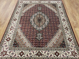 Persian Rug Hand Knotted Oriental Rug Very Fine Persian Tabriz with Silk Area Rug 5'1x6'6