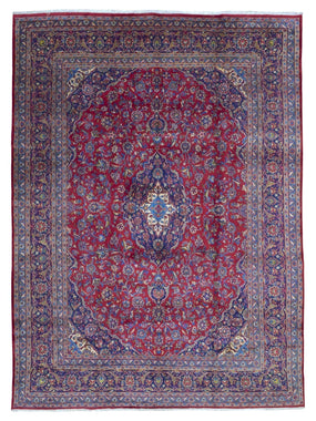 Persian Rug Hand Knotted Oriental Rug Very Fine Semi-Antique Kashan Persian Rug 9'9 x 13'