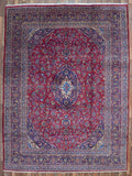 Persian Rug Hand Knotted Oriental Rug Very Fine Semi-Antique Kashan Persian Rug 9'9 x 13'