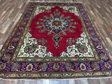 Persian Rug Hand Knotted Oriental Rug Very Fine Semi-Antique Persian Silk Kashan Area Rug 6'11x10'2