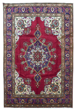 Persian Rug Hand Knotted Oriental Rug Very Fine Semi-Antique Persian Silk Kashan Area Rug 6'11x10'2