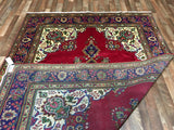 Persian Rug Hand Knotted Oriental Rug Very Fine Semi-Antique Persian Silk Kashan Area Rug 6'11x10'2