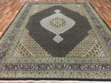 Persian Rug Hand Knotted Oriental Rug Very Fine Silk Mahi Tabriz Area Rug 9'x12'