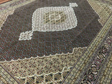 Persian Rug Hand Knotted Oriental Rug Very Fine Silk Mahi Tabriz Area Rug 9'x12'