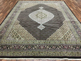 Persian Rug Hand Knotted Oriental Rug Very Fine Silk Mahi Tabriz Area Rug 9'x12'