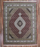 Persian Rug Hand Knotted Oriental Rug Very Fine White Silk Mahi Tabriz Area Rug 8'1x10'2