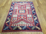 Turkey Hand Knotted Oriental Rug Kazak Area Rug 4'1X5'7