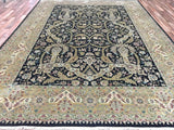 Uzbekistan Rug Hand Knotted Oriental Rug Large Very Fine Imperial Silk Tabriz Oriental Rug 9'x12'2