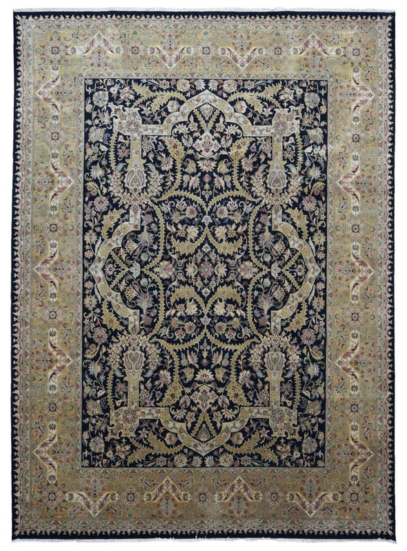 Uzbekistan Rug Hand Knotted Oriental Rug Large Very Fine Imperial Silk Tabriz Oriental Rug 9'x12'2