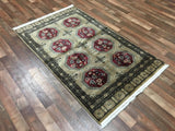 Uzbekistan Rug Hand Knotted Oriental Rug Royal Bukhara With Silk Oriental Rug 3'6X5'7