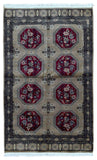 Uzbekistan Rug Hand Knotted Oriental Rug Royal Bukhara With Silk Oriental Rug 3'6X5'7