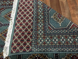 Uzbekistan Rug Hand Knotted Oriental Rug Semi-Antique Very Fine Karakul Wool Bukhara Oriental Rug 4’x6'4