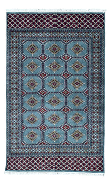 Uzbekistan Rug Hand Knotted Oriental Rug Semi-Antique Very Fine Karakul Wool Bukhara Oriental Rug 4’x6'4