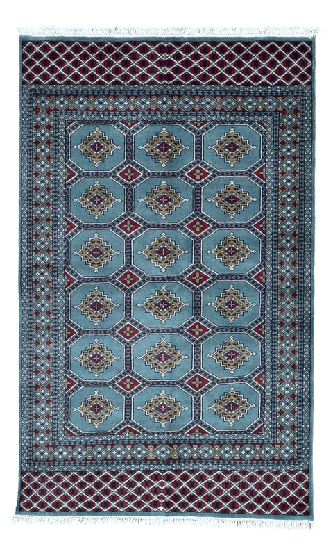 Uzbekistan Rug Hand Knotted Oriental Rug Semi-Antique Very Fine Karakul Wool Bukhara Oriental Rug 4’x6'4