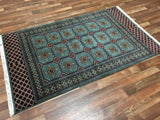 Uzbekistan Rug Hand Knotted Oriental Rug Semi-Antique Very Fine Karakul Wool Bukhara Oriental Rug 4’x6'4