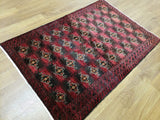 Uzbekistan Rug Hand Knotted Oriental Rug Small Semi-Antique Bukhara Area Rug 3'5 x 5'