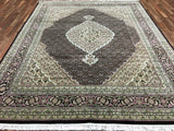 Uzbekistan Rug Hand Knotted Oriental Rug Very Fine Mahi Silk Tabriz Area Rug 8'x10'1