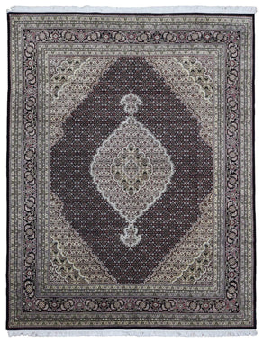 Uzbekistan Rug Hand Knotted Oriental Rug Very Fine Mahi Silk Tabriz Area Rug 8'x10'1